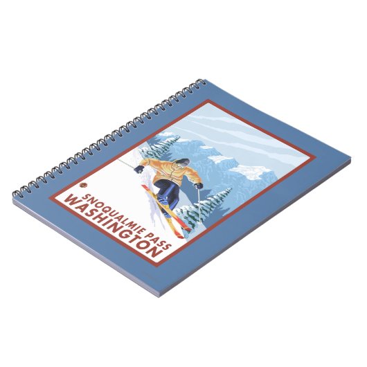 Downhill Snow Skier - Snoqualmie Pass, WA Notizblock (Linke Seite)