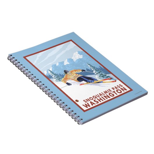 Downhill Snow Skier - Snoqualmie Pass, WA Notizblock (Rechte Seite)