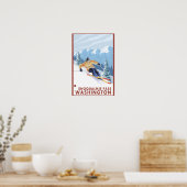 Downhill Snow Skier - Snoqualmie Pass, WA Poster (Küche)