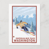 Downhill Snow Skier - Snoqualmie Pass, WA Postkarte (Vorderseite)