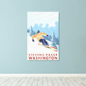 Downhill Snow Skier - Stevens Pass, Leinwanddruck (Insitu (Holzboden))
