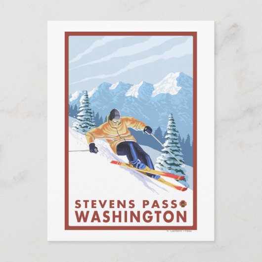 Downhill Snow Skier - Stevens Pass, Postkarte (Vorderseite)