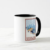 Downhill Snow Skier - Stevens Pass, Tasse (VorderseiteRechts)
