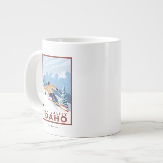Downhill Snow Skier - Sun Valley, Idaho Jumbo-Tasse (Vorderseite Links)