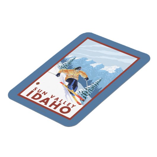 Downhill Snow Skier - Sun Valley, Idaho Magnet (Linke Seite)
