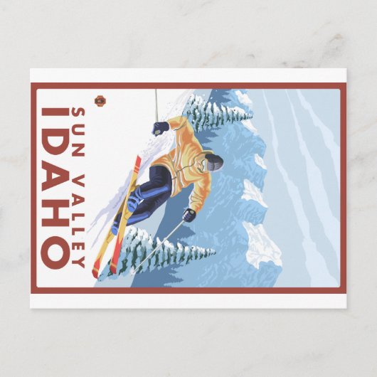 Downhill Snow Skier - Sun Valley, Idaho Postkarte (Vorderseite)