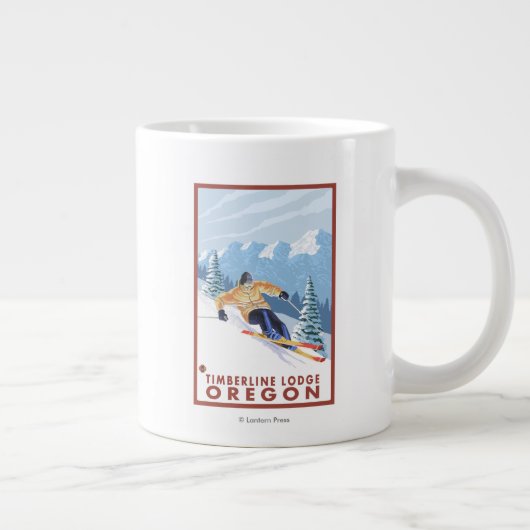 Downhill Snow Skier - Timberline Lodge, Oregon Jumbo-Tasse (Rechts)