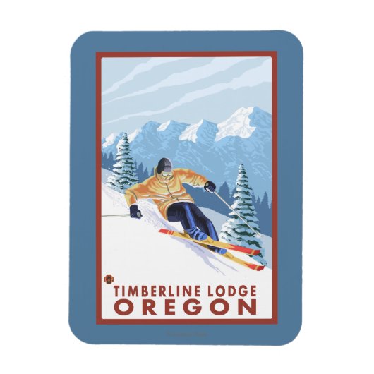 Downhill Snow Skier - Timberline Lodge, Oregon Magnet (Vertikal)