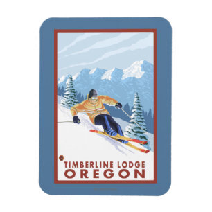 Downhill Snow Skier - Timberline Lodge, Oregon Magnet
