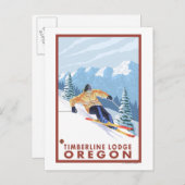 Downhill Snow Skier - Timberline Lodge, Oregon Postkarte (Vorne/Hinten)