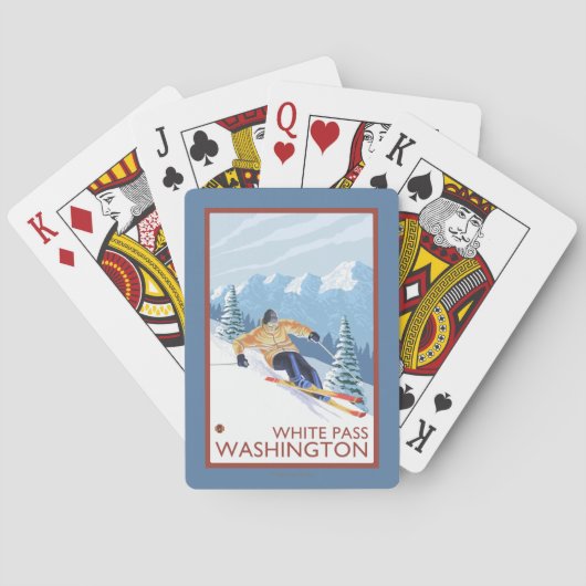 Downhill Snow Skier - White Pass, Washington Spielkarten (Rückseite)