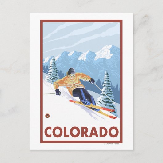Downhill Snow SkierColorado Postkarte (Vorderseite)