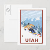 Downhill Snow SkierUtah Postkarte (Vorne/Hinten)