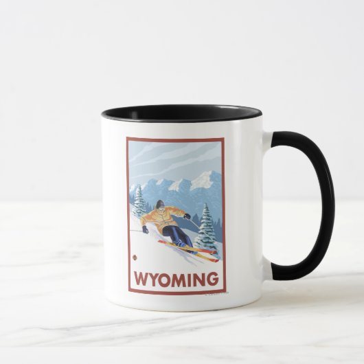 Downhill Snow SkierWyoming Tasse (Rechts)