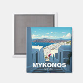 Downhill Street Mykonos Greece Cyclades Travel Magnet (Vorderseite/Rückseite)