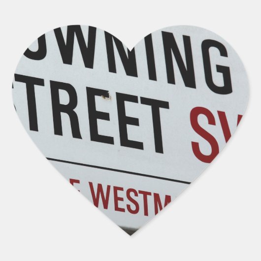 Downing Street Sign Herz-Aufkleber (Vorderseite)