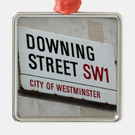 Downing Street Sign Silbernes Ornament