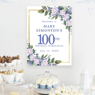 Download Blauer Weiße Blüte 100. Geburtstag Poster