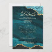 Download Blue Emerald Gold Hochzeitseinladung Einladung (Rückseite)
