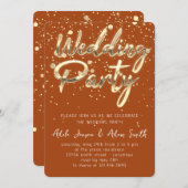 Download BrownGold Confetti für Hochzeitsfeier Einladung (Vorne/Hinten)