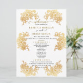 Download des Golden Chic Bouquet-Hochzeitsprogramm Einladung (Stehend Vorderseite)