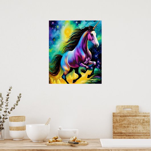 Download digitaler Kunstdrucke | Rainbow Unicorn Poster (Küche)
