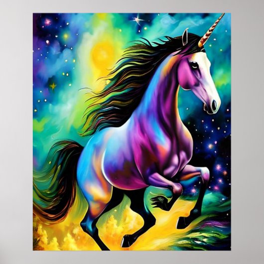 Download digitaler Kunstdrucke | Rainbow Unicorn Poster (Vorne)