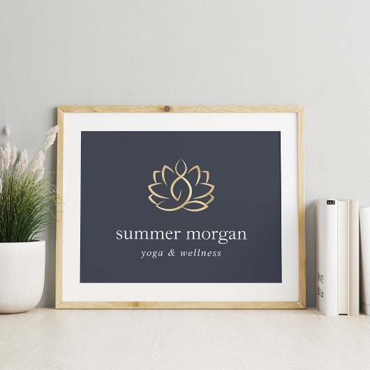 Download: Geschäftszeichen für Navy & Gold Lotus Poster