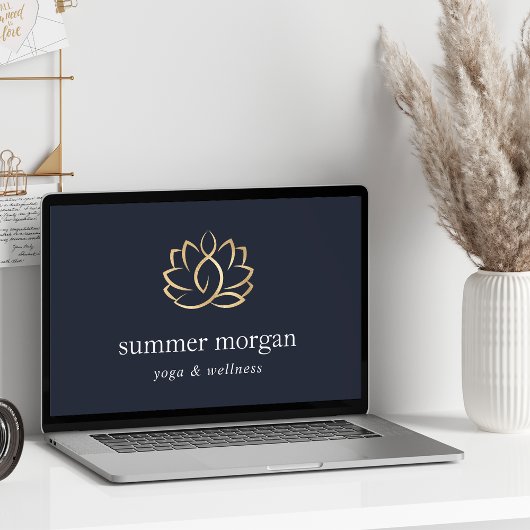 Download: Geschäftszeichen für Navy & Gold Lotus Poster