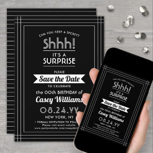 Download Überraschung Geburtstagsparty Black & Whi Save The Date