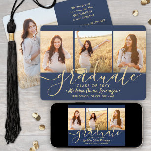 Download von 4 Foto Abschluss Navy Blue & Gold Ankündigung