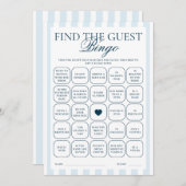 Downloadable Blue Striped Find The Guest Card Einladung (Vorne/Hinten)
