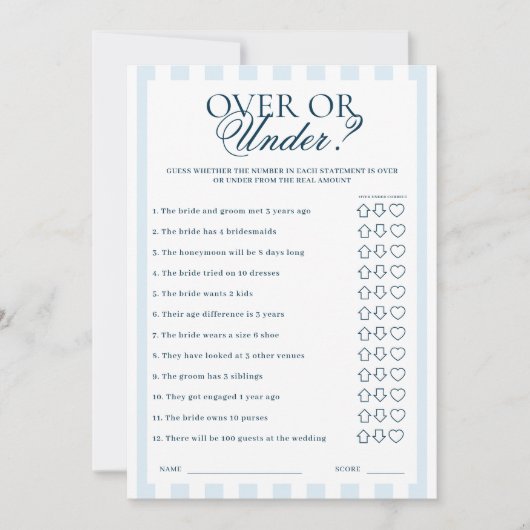 Downloadable Blue Striped Over or Under Card Einladung (Vorderseite)