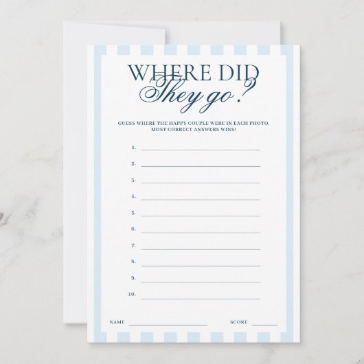 Downloadable Blue Striped Where did they go Card Einladung (Vorderseite)
