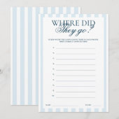 Downloadable Blue Striped Where did they go Card Einladung (Vorne/Hinten)