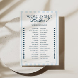 Downloadable Blue Striped Would She Rather Card Einladung