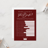 Downloadable Burgundy Bride Facts Shower Game Karte (Vorderseite/Rückseite Beispiel)