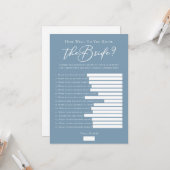 Downloadable Chic Blue Bridal Shower Trivia Game Karte (Vorderseite/Rückseite Beispiel)