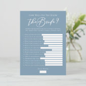 Downloadable Chic Blue Bridal Shower Trivia Game Karte (Stehend Vorderseite)