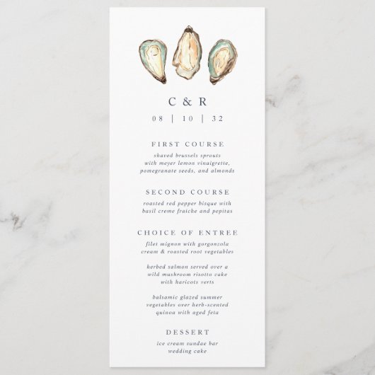 DOWNLOADABLE Coastal Oyster Weder Menu Card Einladung (Vorderseite)