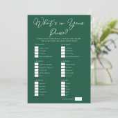 Downloadable Green Purse Bridal Shower Game Karte (Stehend Vorderseite)