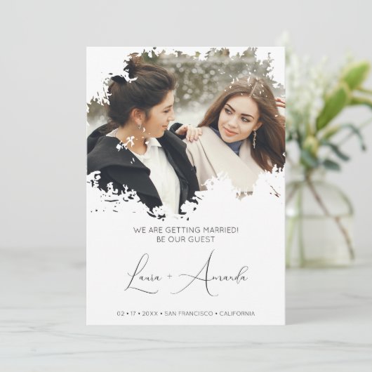 Downloadable Minimal Fancy Grunge Ink Brushstroke Save The Date (Stehend Vorderseite)