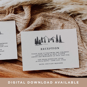 DOWNLOADABLE Mountain Sketch Wedding Enclosure Einladung