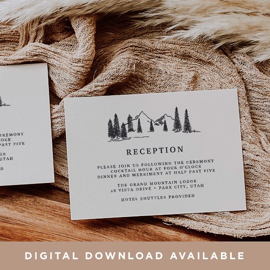 DOWNLOADABLE Mountain Sketch Wedding Enclosure Einladung