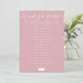 Downloadable Pink Bridal Shower Guess Game Karte (Stehend Vorderseite)