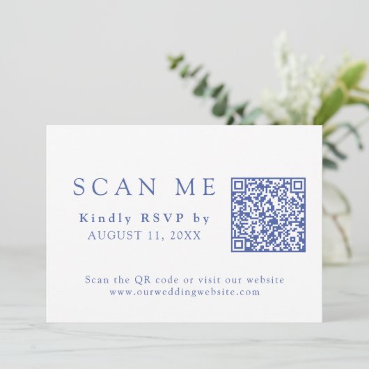 DOWNLOADABLE QR Code Chinoiserie Wedding RSVP Einladung (Stehend Vorderseite)