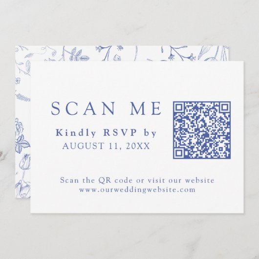 DOWNLOADABLE QR Code Chinoiserie Wedding RSVP Einladung (Vorne/Hinten)