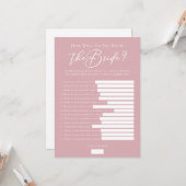 Downloadable Rose Pink Bride Facts Shower Game Karte (Vorderseite/Rückseite Beispiel)