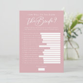 Downloadable Rose Pink Bride Facts Shower Game Karte (Stehend Vorderseite)