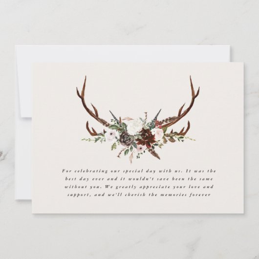 downloadable Rustic Hochzeit danke botanisch Einladung (Rückseite)